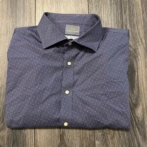 Thomas Dean Men's XXL Purple Diamond Print Button Down Shirt Long Sleeve Cotton